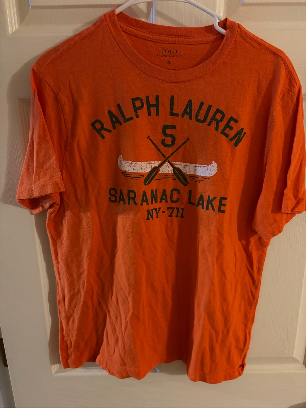 Ralph Lauren Orange Saranac Lake Canoe Graphic Tee